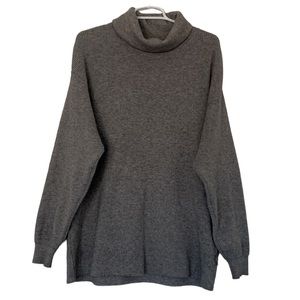 FREE PEOPLE TURTLENECK SWEATER HEATHER GRAY OVERSIZED WARM HEAVYWEIGHT COZY